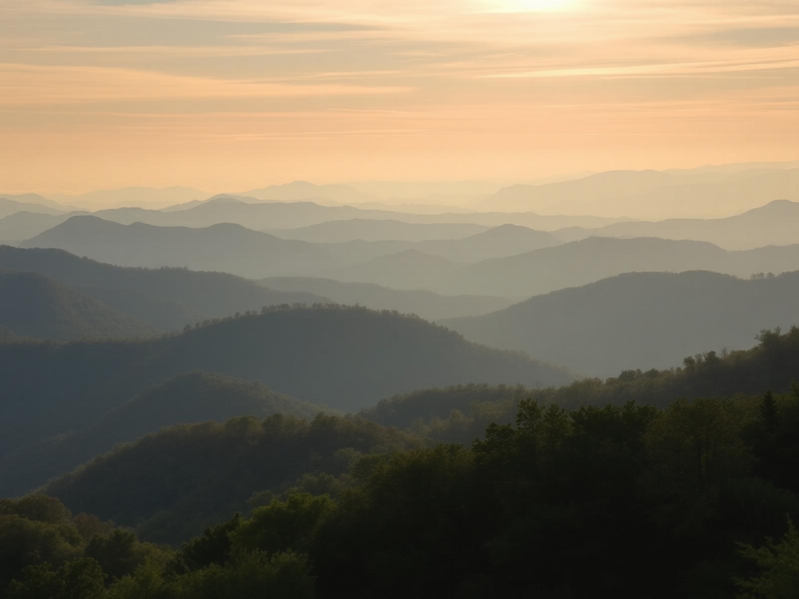Sunlit Blue Ridge mountain wilderness